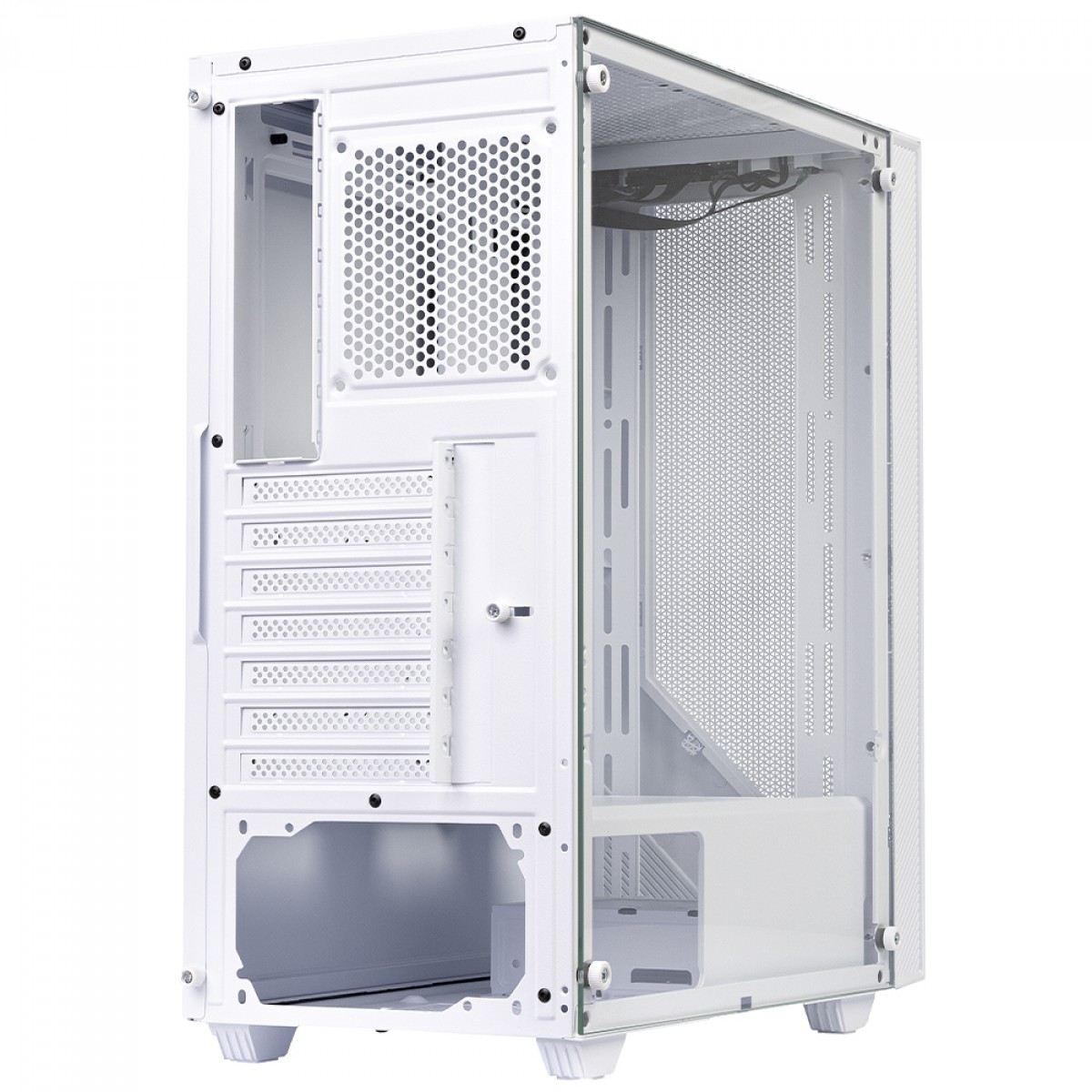 Gabinete Gamer Round5 Syndra White, Mid Tower, Lateral de Vidro, ATX, Sem Fans, Branco, R5-SYNDRA-W-2184