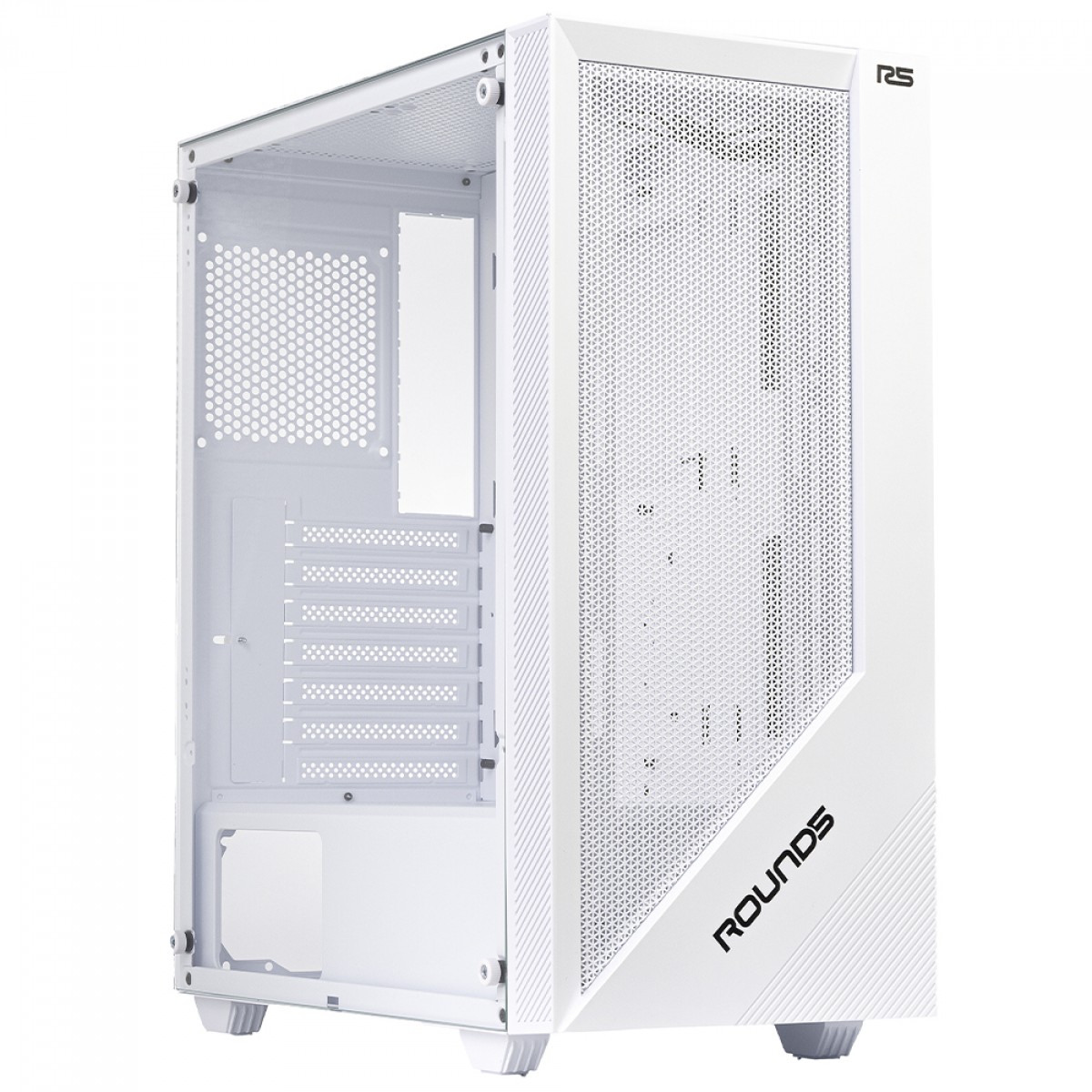 Gabinete Gamer Round5 Syndra White, Mid Tower, Lateral de Vidro, ATX, Sem Fans, Branco, R5-SYNDRA-W-2184