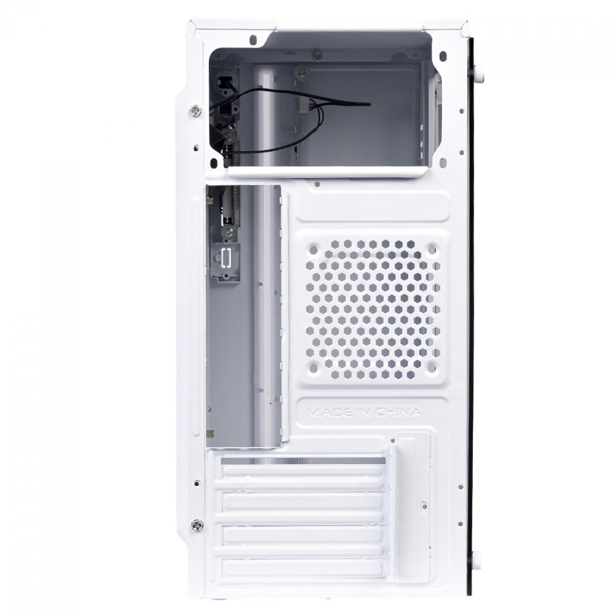 Gabinete Gamer Round5 Viper White, Mini Tower, Lateral de Vidro, mATX, Sem Fans, Branco, R5-VIPER-W-2180