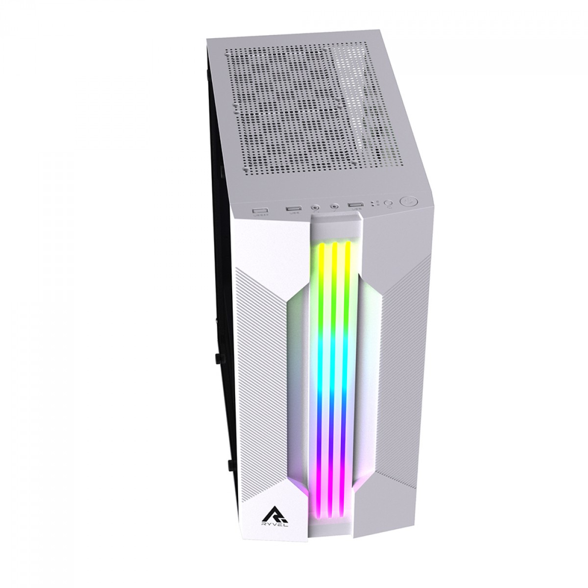 Gabinete Gamer Ryvel Infinity, Mid Tower, Acrílico, ATX, Sem Fonte, Sem Fan, Branco, LC-58 WHITE - OPEN BOX