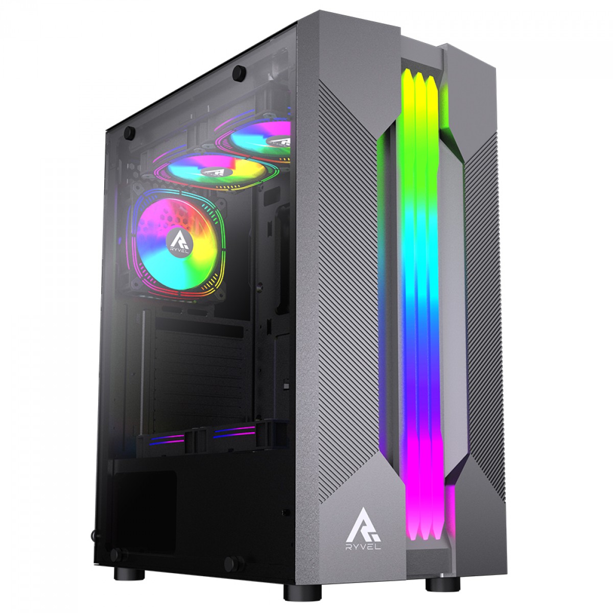 Gabinete Gamer Ryvel, Mid Tower, Acrílico, ATX, Sem Fonte, Sem Fan