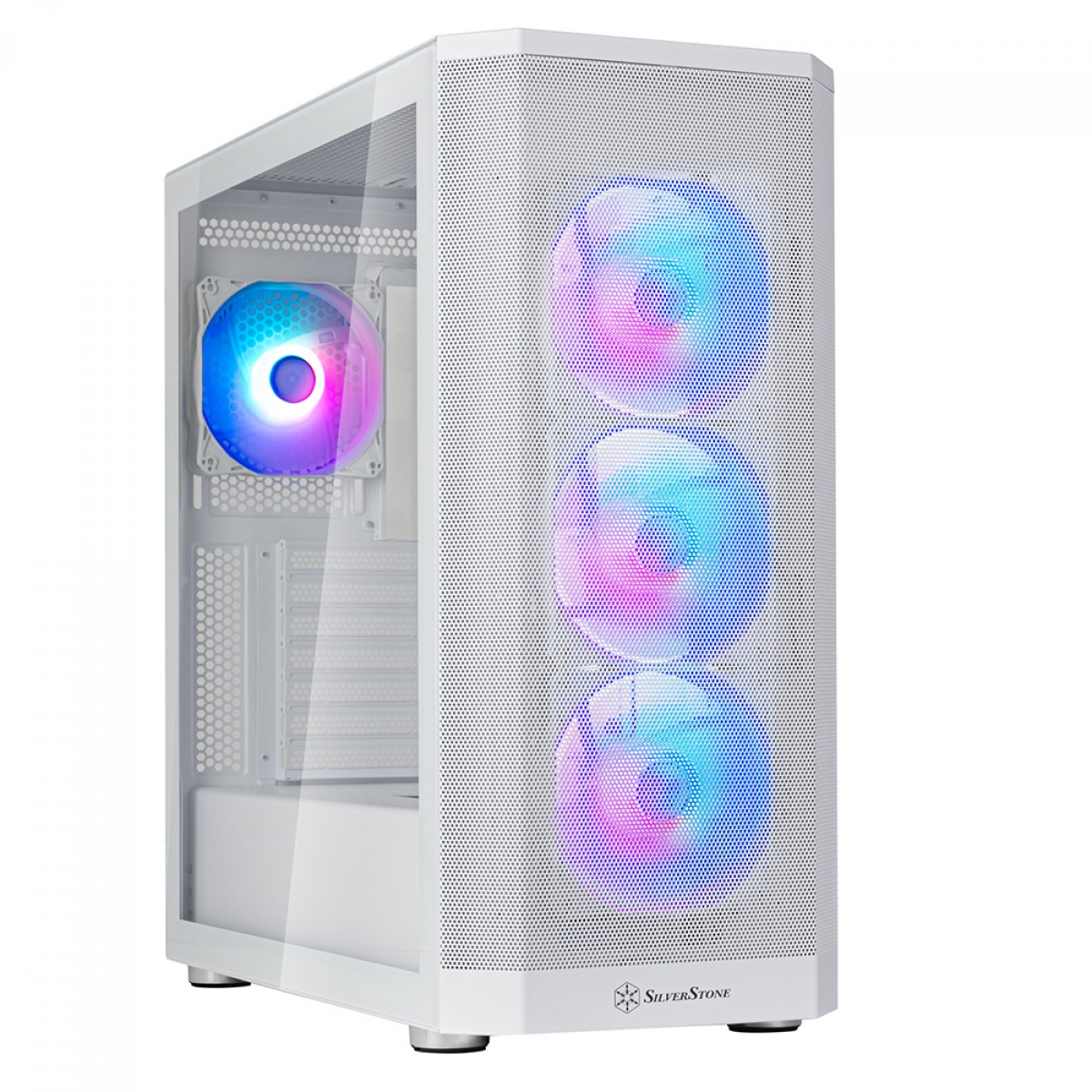 Gabinete Gamer SilverStone Fara 514X, ARGB, Mid Tower, Vidro Temperado, ATX, Com 4 Fans, Branco, SST-FA514X-WG