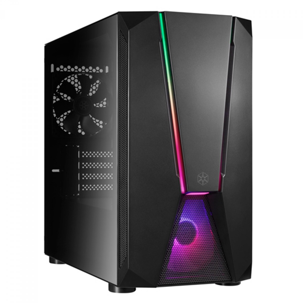 Gabinete Gamer SilverStone Fara V1M PRO, Mini Tower, RGB, Vidro Temperado, Black, Micro-ATX, Sem Fonte, Com 2 Fans RGB, SST-FAV1MB-PRO