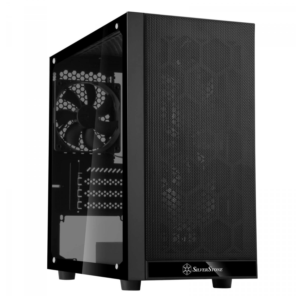 Gabinete Gamer SilverStone PS15 Pro, Mini Tower, Vidro Temperado, Black, Sem fonte, Com 3 Fans, SST-PS15B-PRO