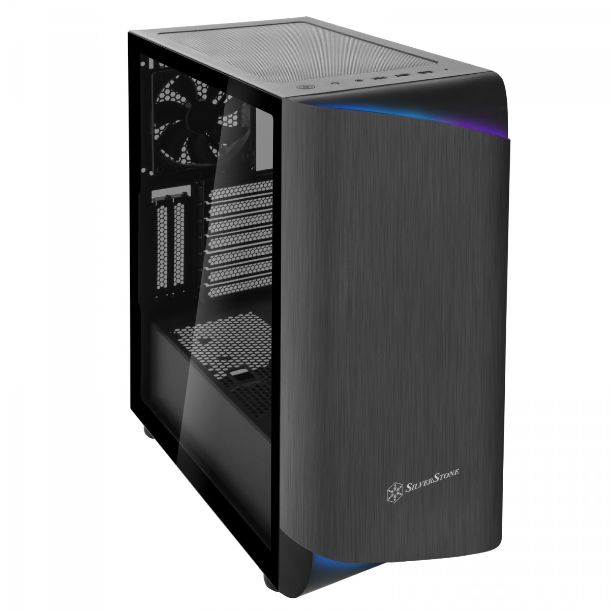 Gabinete Gamer SilverStone Seta A1, Mid Tower, Vidro Temperado, Black, Sem fonte, Com 3 Fans, SST-SEA1TB-G