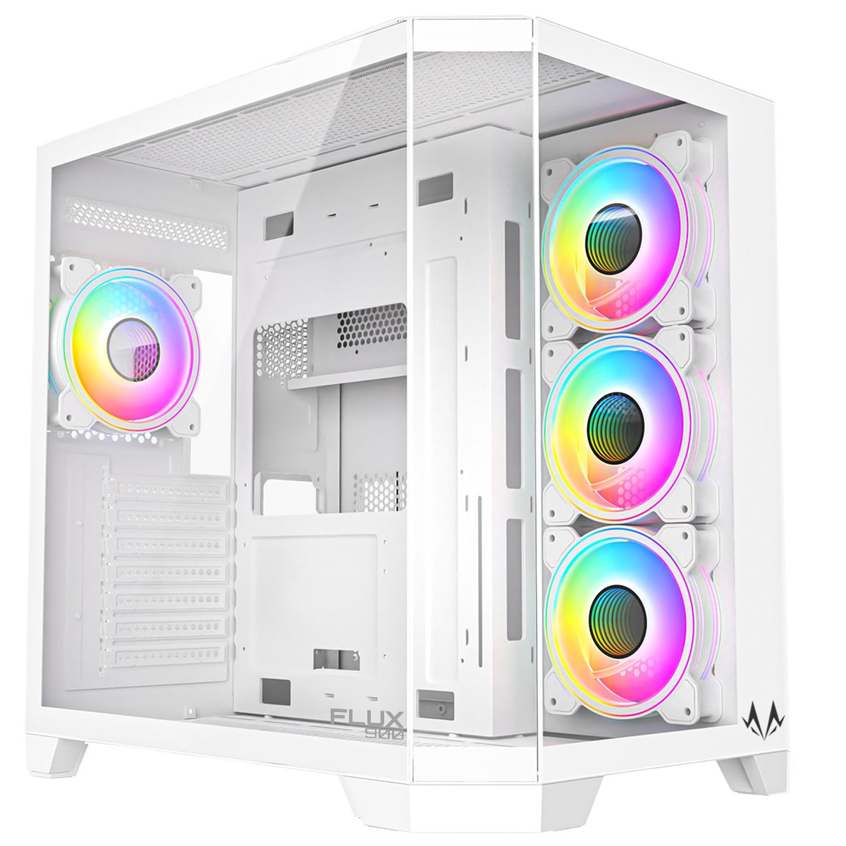 Gabinete Gamer Spectrum FLUX 900, Mid Tower, Vidro Temperado, ATX, Com 10 Fans, Sem Fonte, Branco, SM-CS-FLX90FAW10F