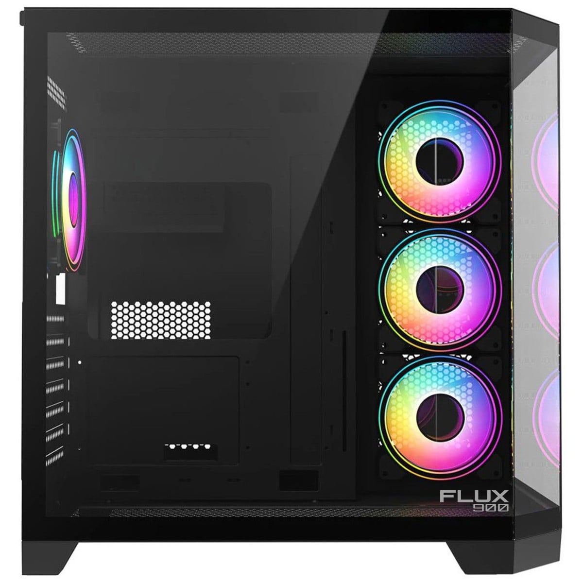 Gabinete Gamer Spectrum FLUX 900, Mid Tower, Vidro Temperado, ATX, Sem Fans, Sem Fonte, Preto, SM-CS-FLX90FABSF