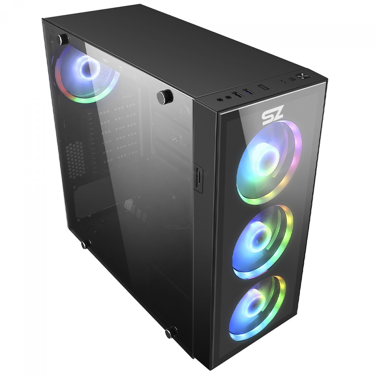 Gabinete Gamer Storm-Z Daring, Mid Tower, Vidro Temperado, EATX, Sem Fans, Preto, GABSZDARINGCCLR