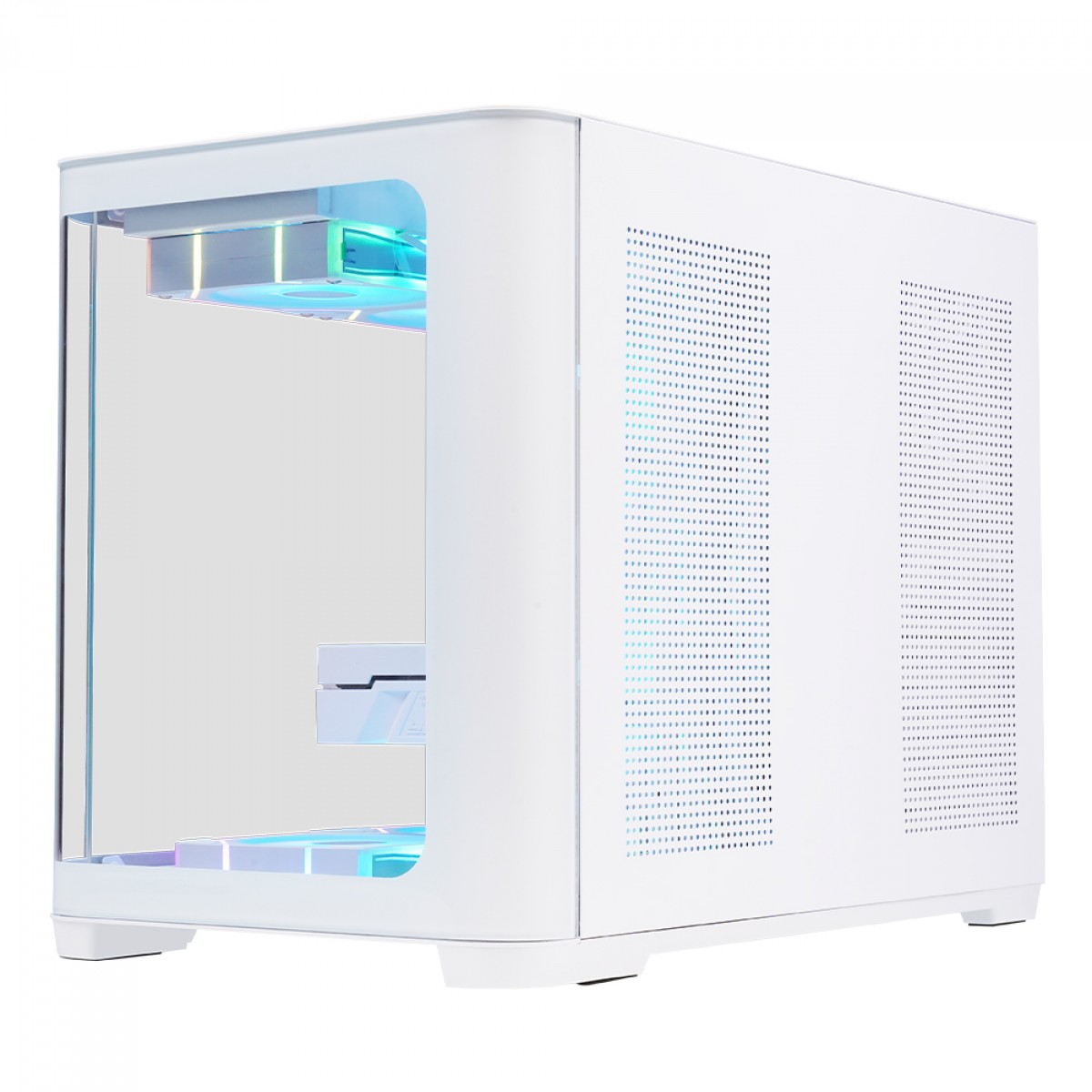 Gabinete Gamer SuperFrame Black Noir, Aquário, Mid Tower, Vidro Temperado, M-ATX, Branco, Sem Fonte, Com 3 Fans ARGB, SF-CS-BNMAW3F