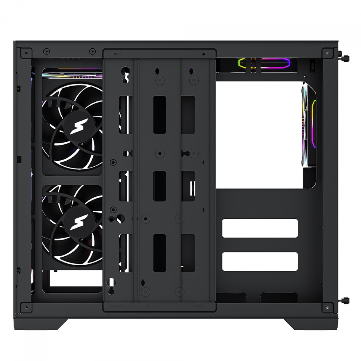 Gabinete Gamer SuperFrame Box Magic, Mid Tower, Vidro Temperado, Com Display LCD 13.3 Pol, ATX, Preto, Sem Fonte, Com 6 Fans, SF-CS-BMMAB6F