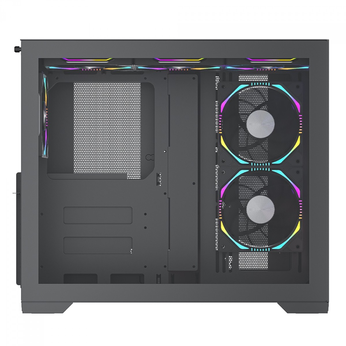 Gabinete Gamer SuperFrame Box Magic, Mid Tower, Vidro Temperado, Com Display LCD 13.3 Pol, ATX, Preto, Sem Fonte, Com 6 Fans, SF-CS-BMMAB6F