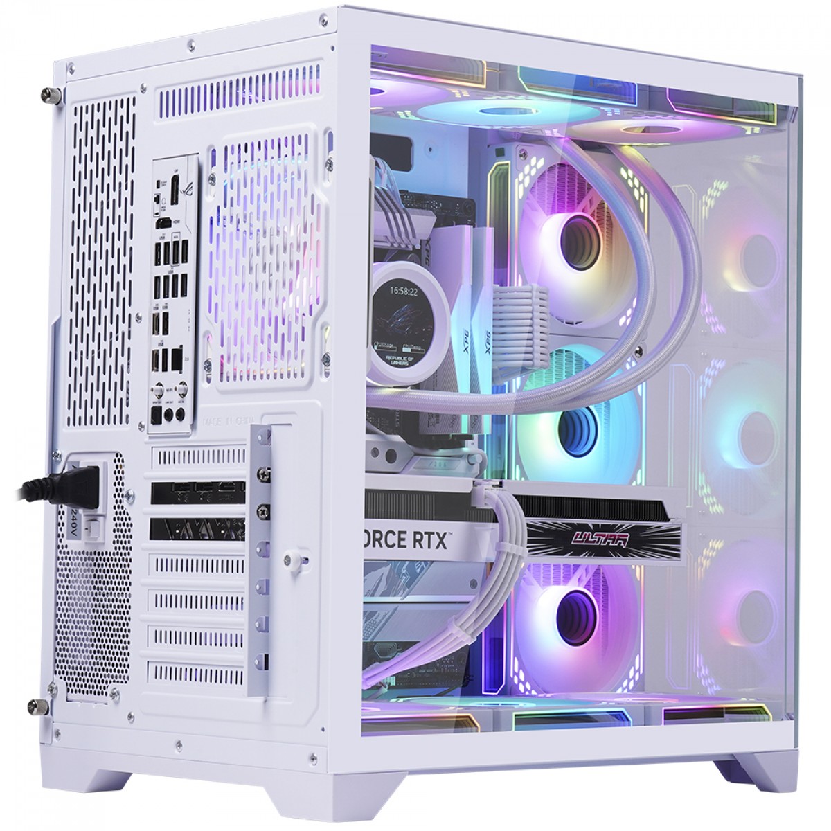 Gabinete Gamer SuperFrame Cristal, Mid Tower, Vidro Temperado, ATX, Com 4 Fans ARGB, Branco, SF-CS-CTMAW4F 