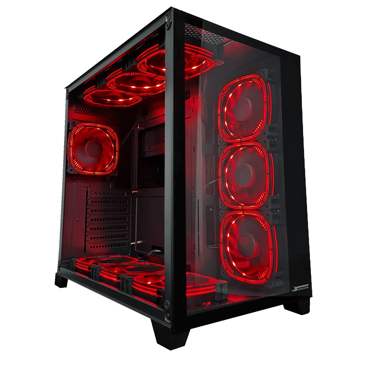 Gabinete Gamer Superframe Cube Mid Tower Vidro Temperado Atx Black Sem Fonte Com Fans Argb