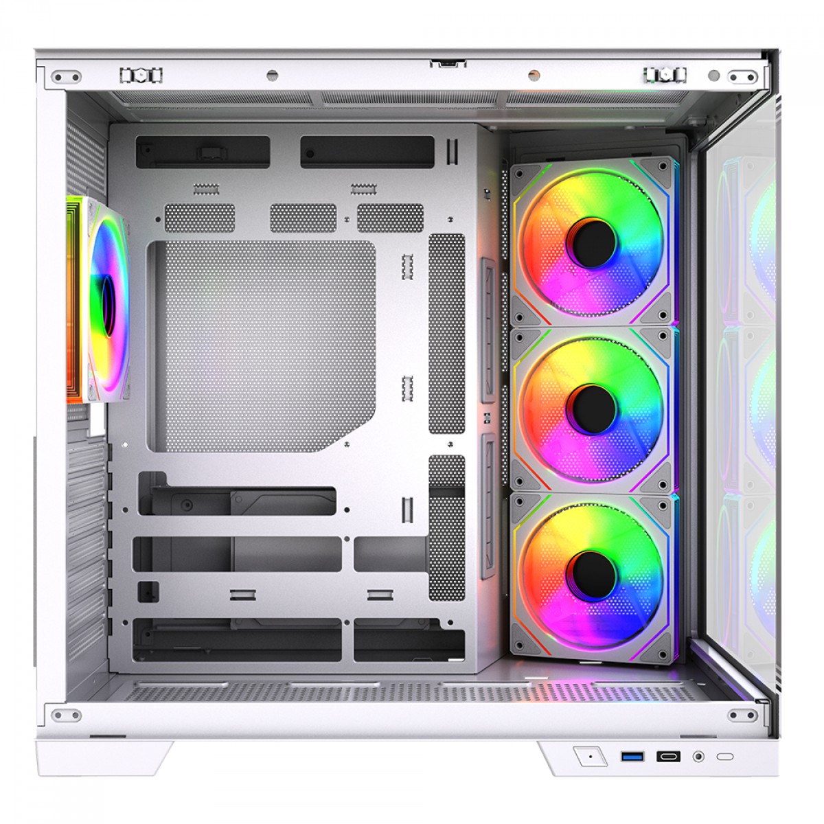 Gabinete Gamer SuperFrame Drakor, Mid Tower, Vidro Temperado, ATX, Com 4 Fans ARGB, Branco, SF-CS-DKMAW4F