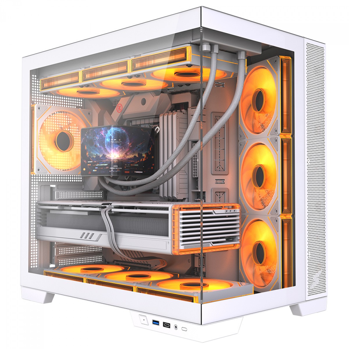 Gabinete Gamer SuperFrame Drakor, Mid Tower, Vidro Temperado, ATX, Com 4 Fans ARGB, Branco, SF-CS-DKMAW4F