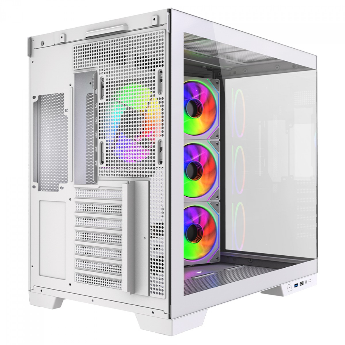 Gabinete Gamer SuperFrame Drakor, Mid Tower, Vidro Temperado, ATX, Com 4 Fans ARGB, Branco, SF-CS-DKMAW4F