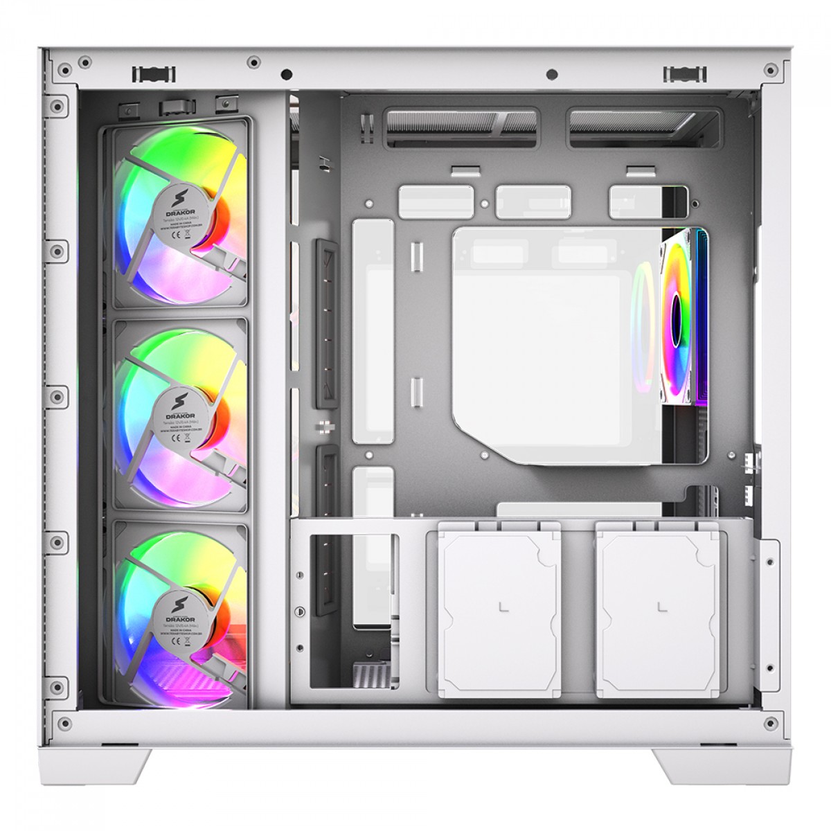 Gabinete Gamer SuperFrame Drakor, Mid Tower, Vidro Temperado, ATX, Com 4 Fans ARGB, Branco, SF-CS-DKMAW4F