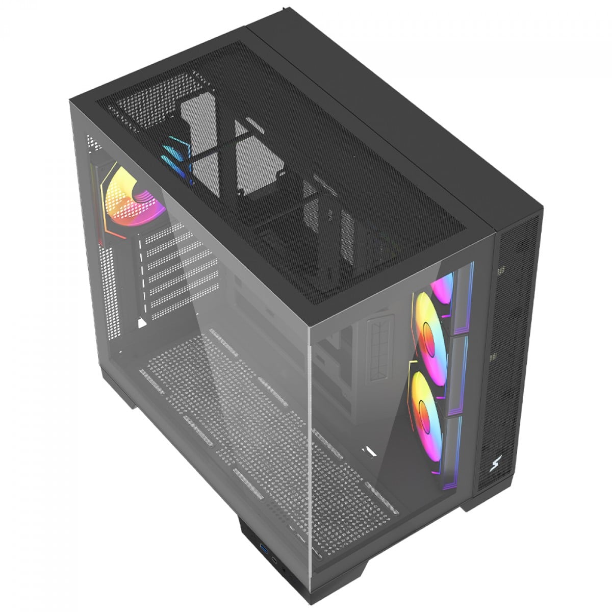Gabinete Gamer SuperFrame Drakor, Mid Tower, Vidro Temperado, ATX, Com 4 Fans ARGB, Preto, SF-CS-DKMAB4F