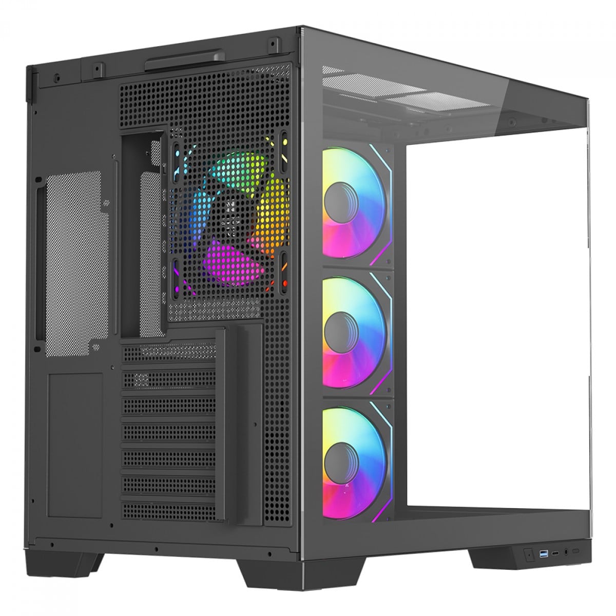 Gabinete Gamer SuperFrame Drakor, Mid Tower, Vidro Temperado, ATX, Com 4 Fans ARGB, Preto, SF-CS-DKMAB4F