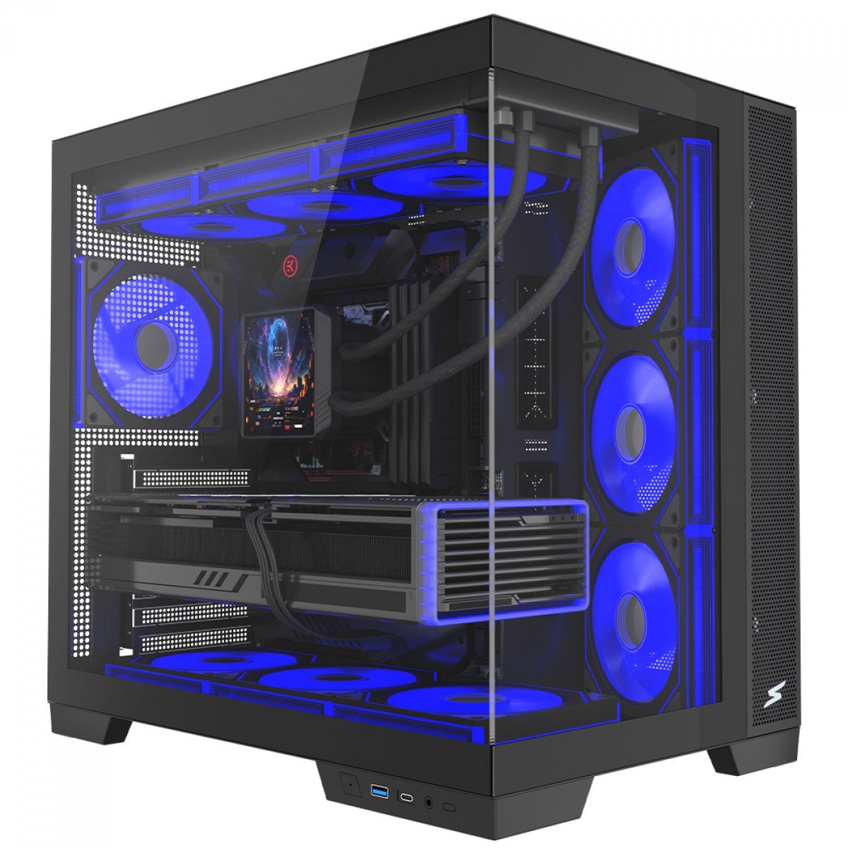 Gabinete Gamer SuperFrame Drakor, Mid Tower, Vidro Temperado, ATX, Com 4 Fans ARGB, Preto, SF-CS-DKMAB4F