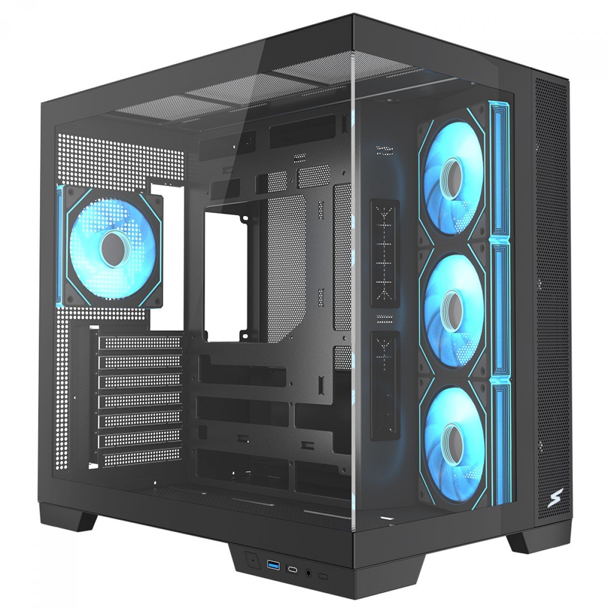 Gabinete Gamer SuperFrame Drakor, Mid Tower, Vidro Temperado, ATX, Com 4 Fans ARGB, Preto, SF-CS-DKMAB4F