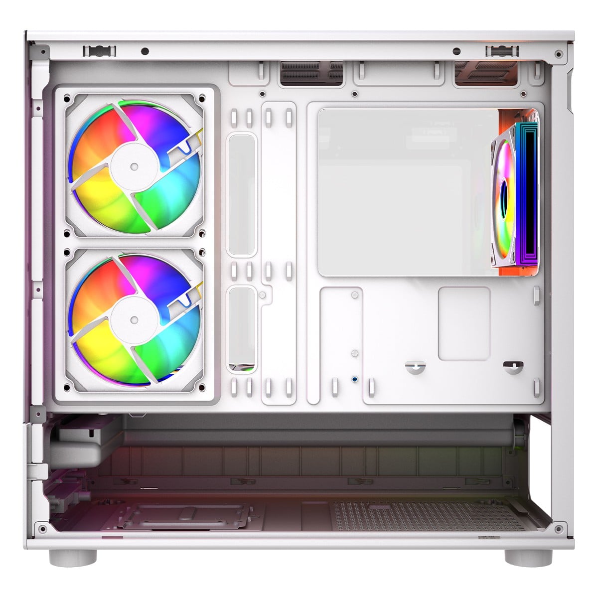 Gabinete Gamer SuperFrame Flow 500, RGB, Mid Tower, Vidro Temperado, M-ATX, Com 6 Fans, Com Controladora, Branco, SF-CS-FLW50MSWY6F 