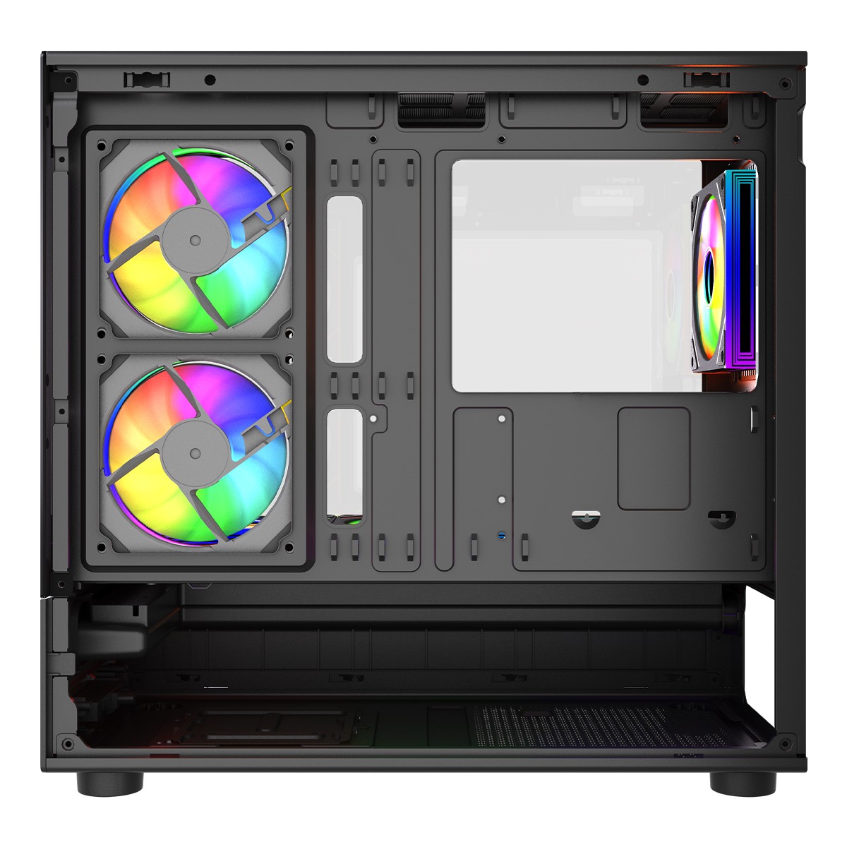Gabinete Gamer SuperFrame Flow 500, RGB, Mid Tower, Vidro Temperado, M-ATX, Com 6 Fans Com Controladora, Preto, SF-CS-FLW50MSBY6F