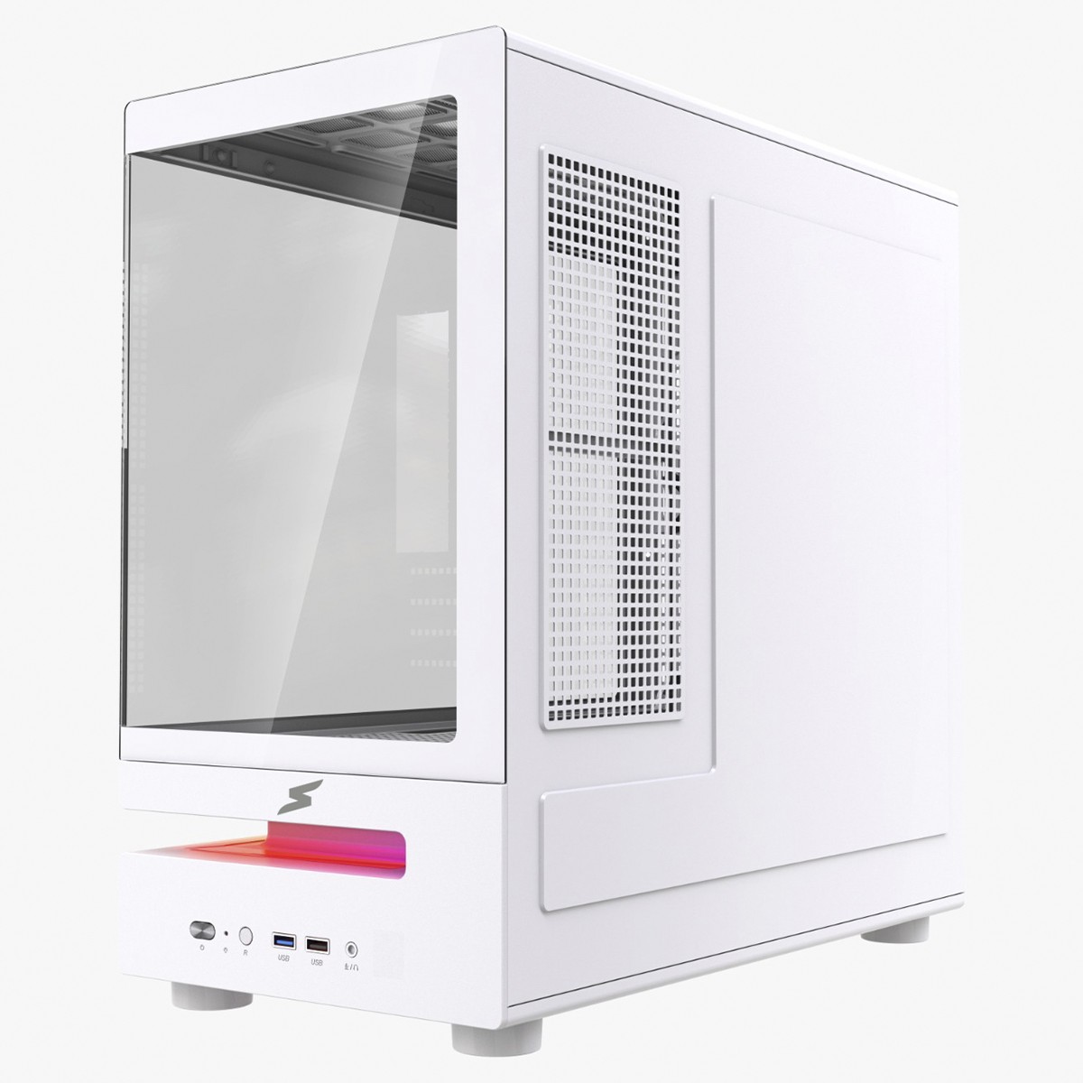 Gabinete Gamer SuperFrame Flow 500, RGB, Mid Tower, Vidro Temperado, M-ATX, Sem Fans, Branco, SF-CS-FLW50MSWNSF