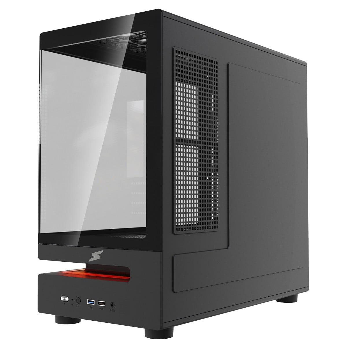 Gabinete Gamer SuperFrame Flow 500, RGB, Mid Tower, Vidro Temperado, M-ATX, Sem Fans, Preto, SF-CS-FLW50MSBNSF