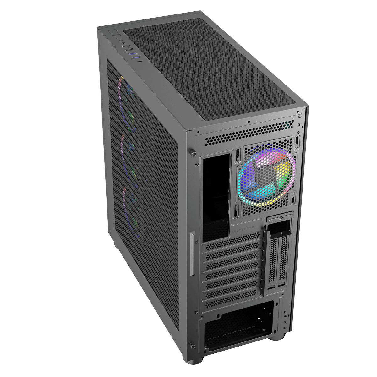 Gabinete Gamer SuperFrame Glass, Mid Tower, RGB, Vidro Temperado, ATX, Black, Sem Fonte, Com 4 Fans