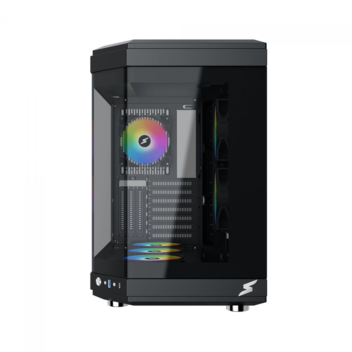Gabinete Gamer SuperFrame Power Cube, Mid Tower, Vidro Temperado, EATX, Black, Sem Fonte, Com 6 Fans 