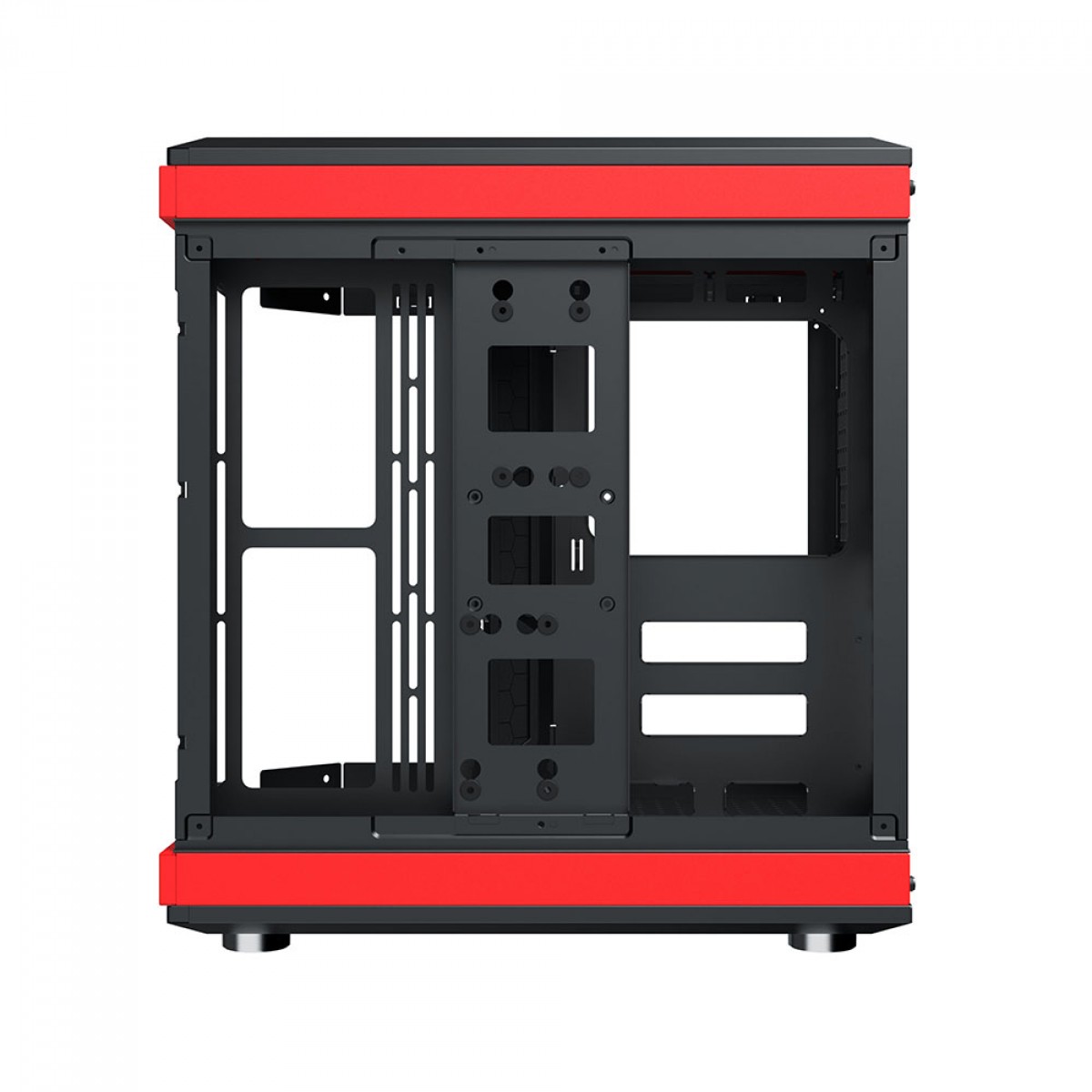Gabinete Gamer SuperFrame Power Cube, Mid Tower, Vidro Temperado, EATX, Black/Red, Sem Fonte, Sem Fan - Open Box