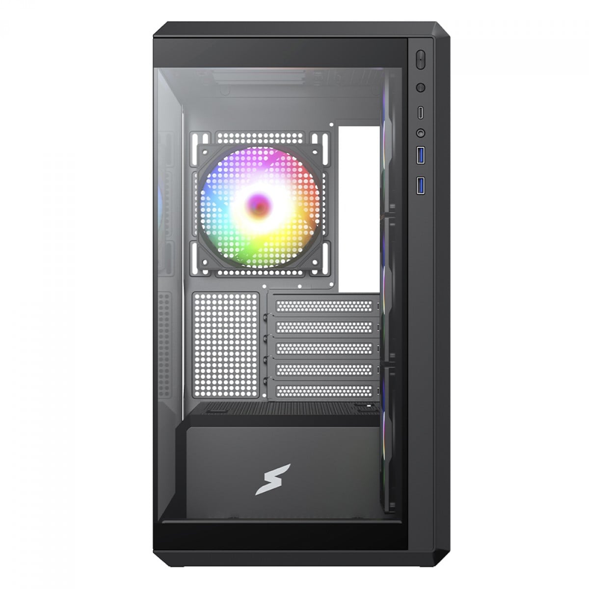 Gabinete Gamer SuperFrame Ragnarok, Mid Tower, Vidro Temperado, M-ATX, Black, Sem Fonte, Com 4 Fans