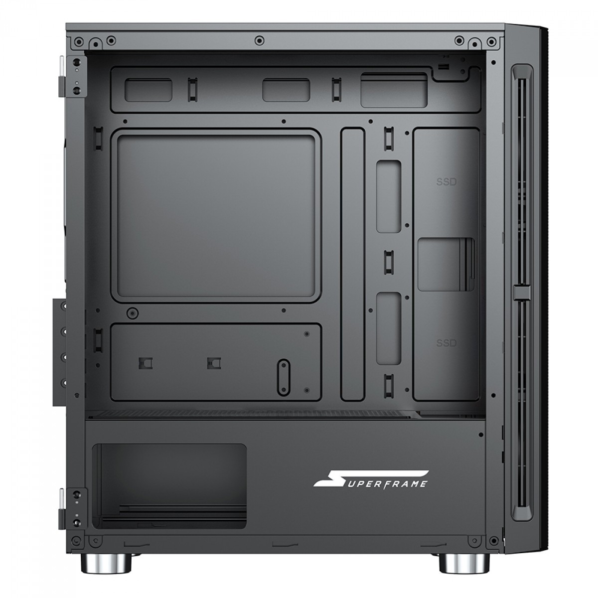 Gabinete Gamer SuperFrame Star, Mid Tower, Vidro Temperado, M-ATX, Black, Sem Fonte, Com 3 Fans