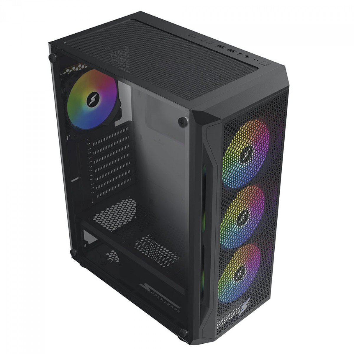 Gabinete Gamer SuperFrame Super X, ARGB, Mid Tower, Vidro Temperado ...