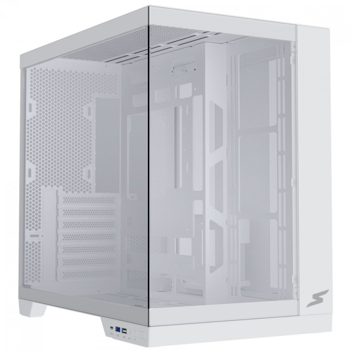 Gabinete Gamer SuperFrame Vhagar, Mid Tower, Vidro Temperado, ATX, Branco, Sem Fan, SF-CS-VGMAWSF
