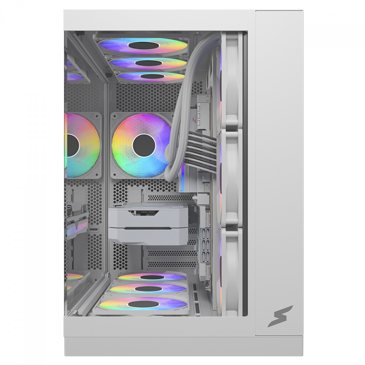 Gabinete Gamer SuperFrame Vhagar, Mid Tower, Vidro Temperado, ATX, Branco, Sem Fan, SF-CS-VGMAWSF