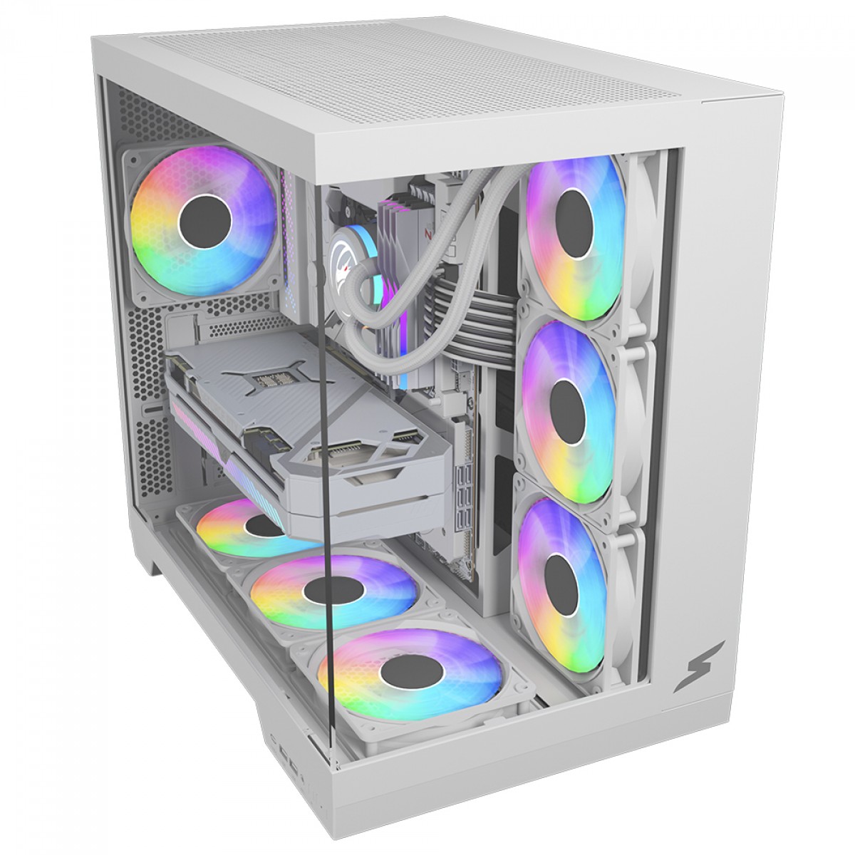 Gabinete Gamer SuperFrame Vhagar, Mid Tower, Vidro Temperado, ATX, Branco, Sem Fan, SF-CS-VGMAWSF