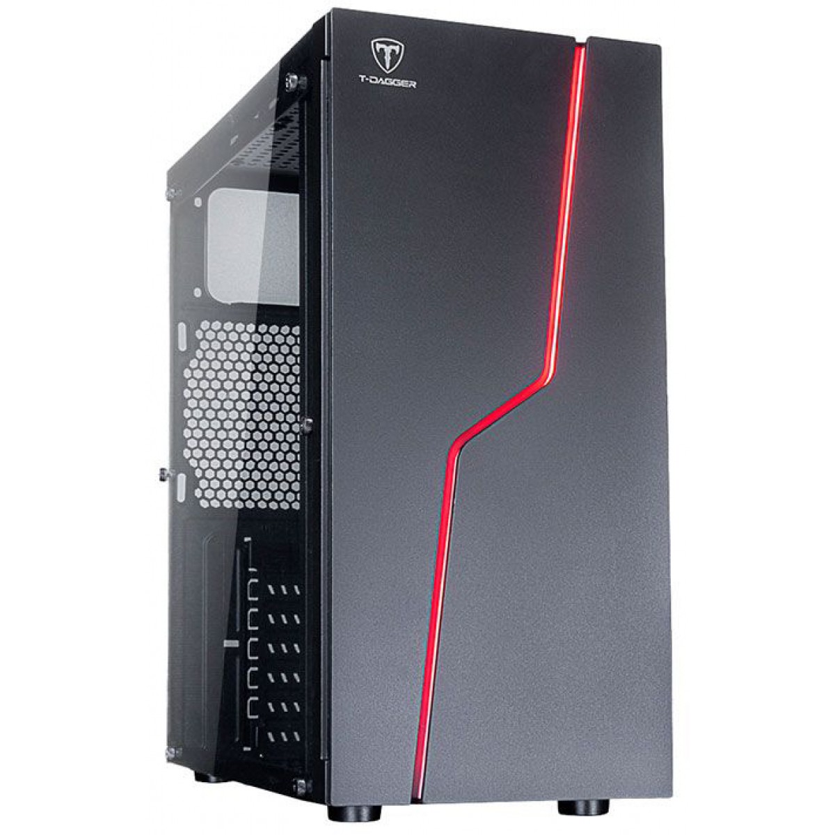 Gabinete Gamer T-Dagger Jax RGB, Mid Tower, Lateral Acrílico, Black, Sem fonte, Sem Fan