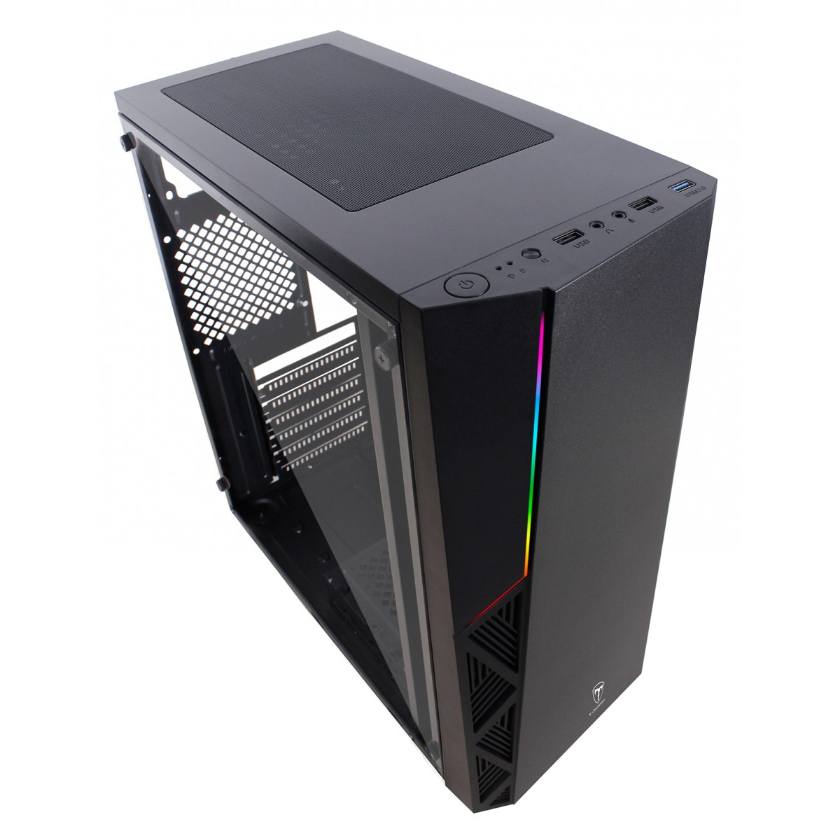 Gabinete Gamer T-Dagger P02B, Mid Tower, RGB, Black, ATX, Sem Fonte, Sem Fan, TGC-P02B
