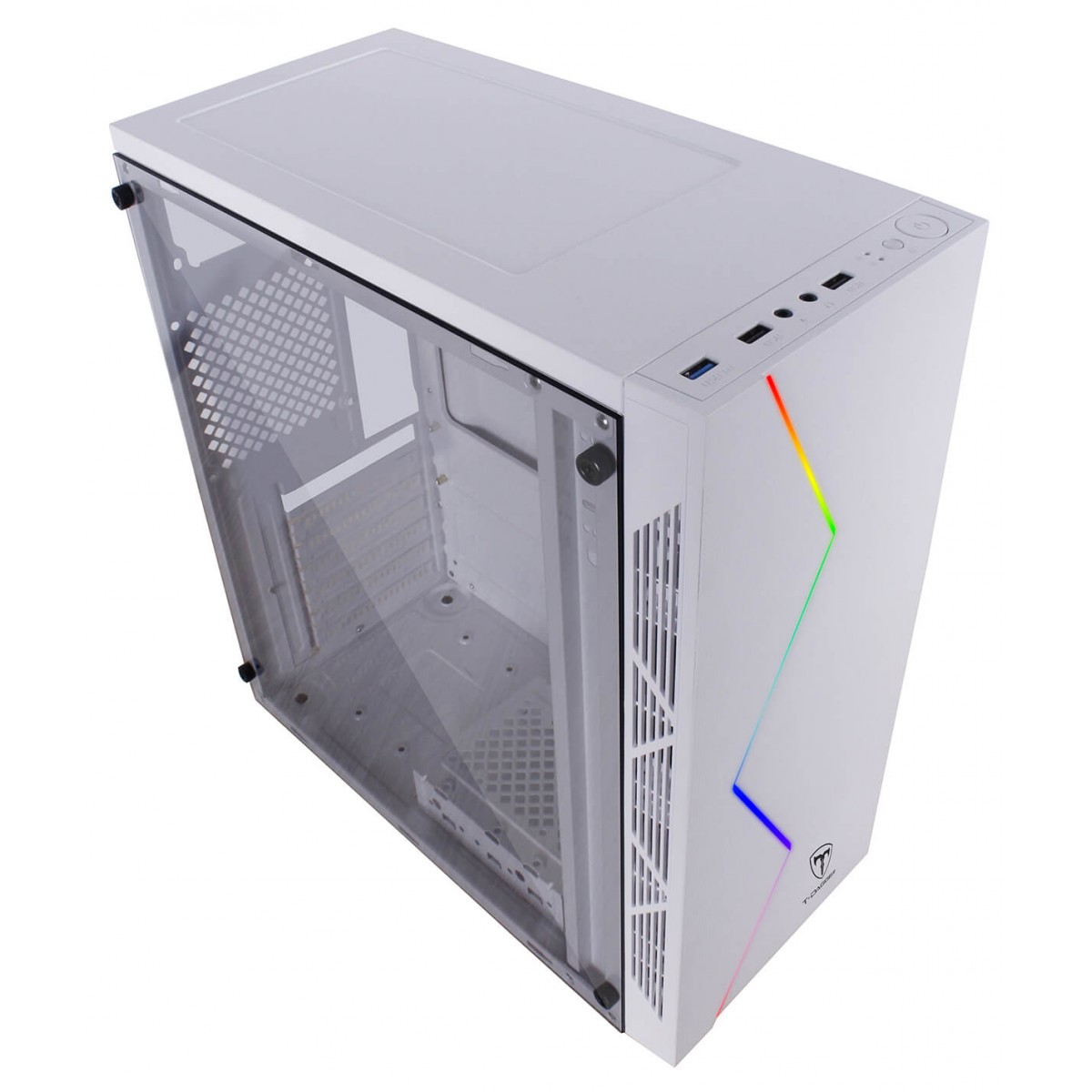 Gabinete Gamer T-Dagger P03W, Mid Tower, RGB, White, ATX, Sem Fonte, Sem Fan, TGC-P03W
