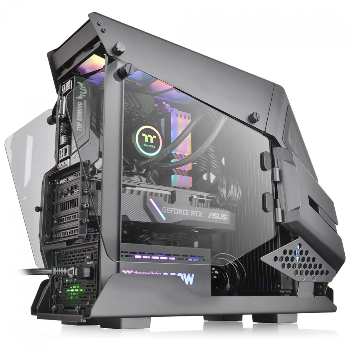 Gabinete Gamer Thermaltake AH T200 Black, Mid Tower, Vidro Temperado, mATX, Sem Fonte, Sem Fan, Preto, CA-1R4-00S1WN-00
