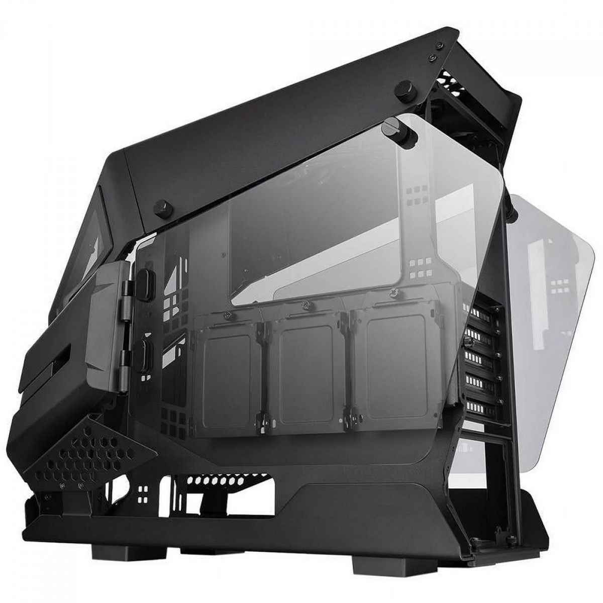 Gabinete Gamer Thermaltake AH T200 Black, Mid Tower, Vidro Temperado, mATX, Sem Fonte, Sem Fan, Preto, CA-1R4-00S1WN-00