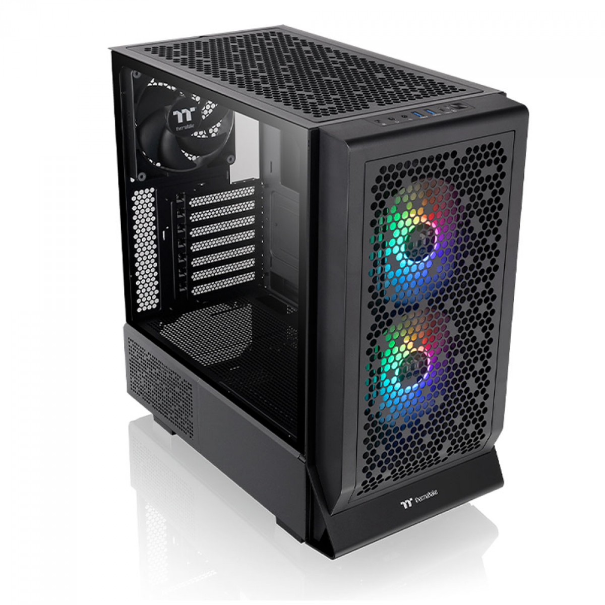 Gabinete Gamer Thermaltake Ceres 330 TG ARGB, Mid Tower, Vidro Temperado, E-ATX, Black, Sem Fonte, Com 3 Fans, CA-1Y2-00M1WN-01