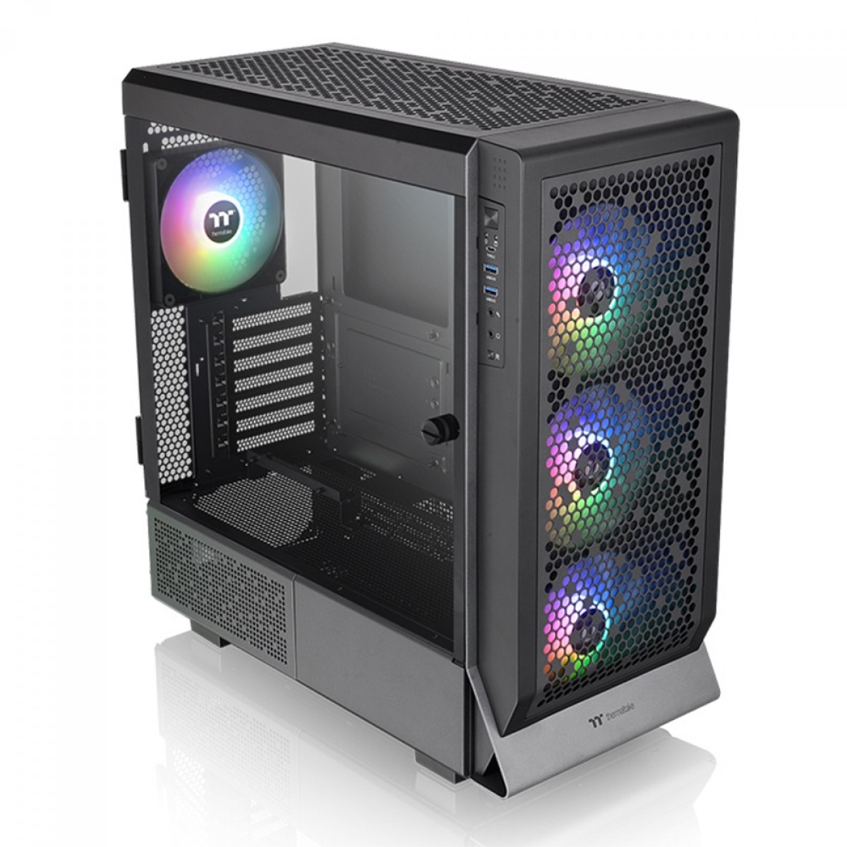 Gabinete Gamer Thermaltake Ceres 500 TG, ARGB, Mid Tower, Vidro Temperado, E-ATX, Black, Sem Fonte, Com 4 Fans, CA-1X5-00M1WN-00