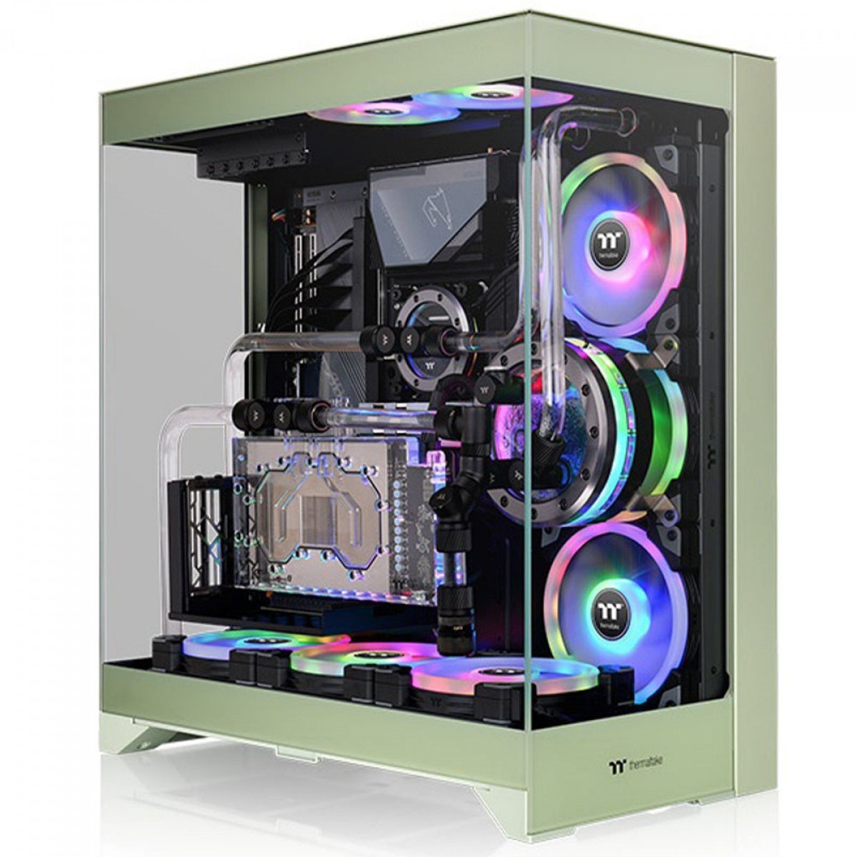 Gabinete Gamer Thermaltake CTE E550 TG Matcha Green, Mid Tower, Vidro Temperado, E-ATX, Sem Fonte, Sem Fans, Verde, CA-1Z8-00MEWN-00