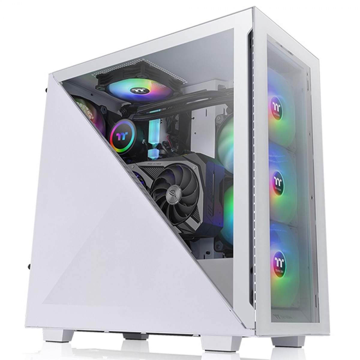 Gabinete Gamer Thermaltake Divider 300 TG Snow ARGB, Mid Tower, Vidro Temperado, ATX, Sem Fonte, Com 3 Fans, CA-1S2-00M6WN-01