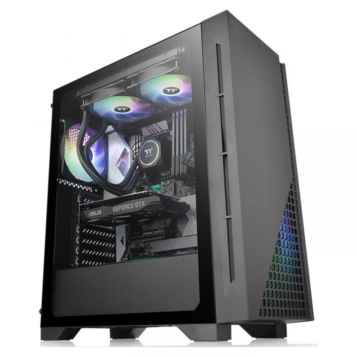 Gabinete Gamer Thermaltake H330 TG, Mid Tower, Vidro Temperado, Black, ATX, Sem Fonte, Com 1 Fan, CA-1R8-00M1WN-00