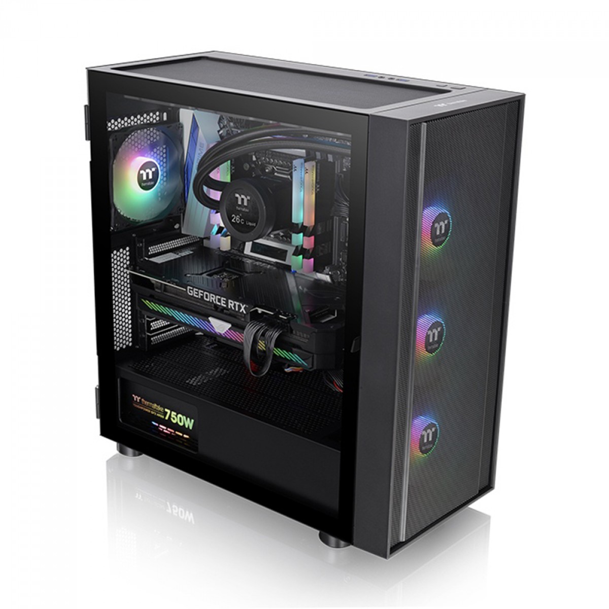 Gabinete Gamer Thermaltake H TG ARGB Mid Tower Vidro Temperado Black E ATX Sem Fonte