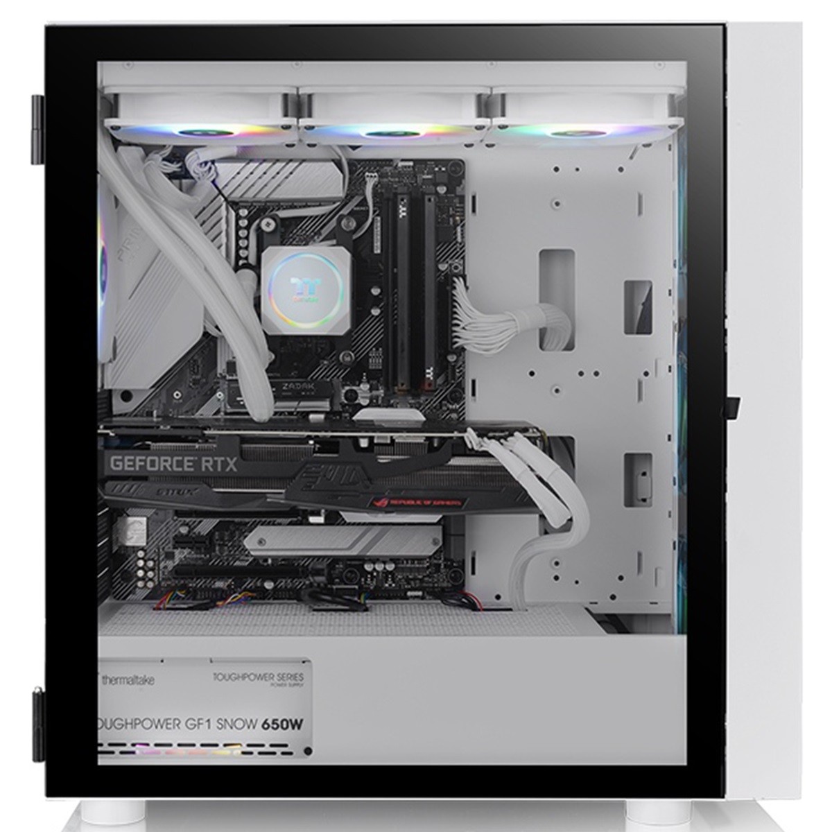 Gabinete Gamer Thermaltake H570 TG ARGB Snow, Mid Tower, Vidro Temperado, White, E-ATX, Sem Fonte, Com 3 Fans, CA-1T9-00M6WN-01